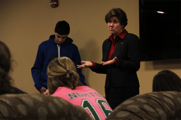 Norton visits dorms to talk about potential strike