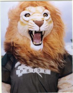 This is the original Rocky the Lion who was notorious for scaring small children at SRU sporting events. The costume is currently located behind a glass case in the Bailey Library Archives.
