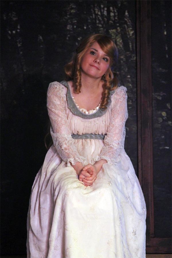 Rosamund played by freshman art major Emily Daning, 19.
