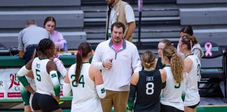 Rock volleyball falls in pair of weekend contests